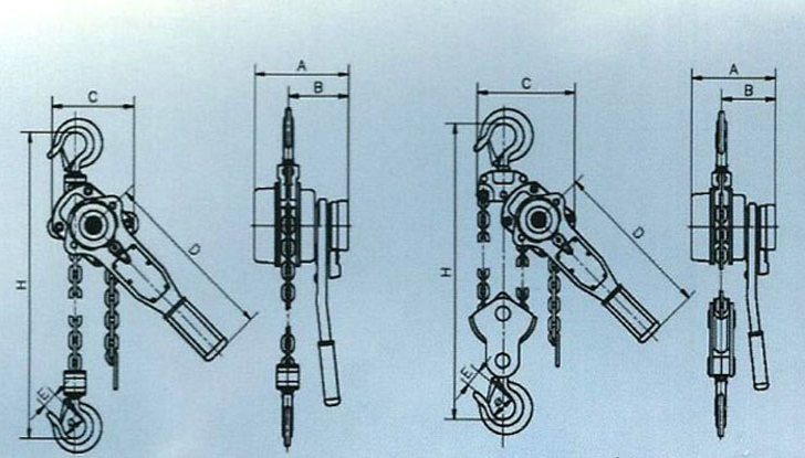 飛鴿手扳葫蘆產品結構圖